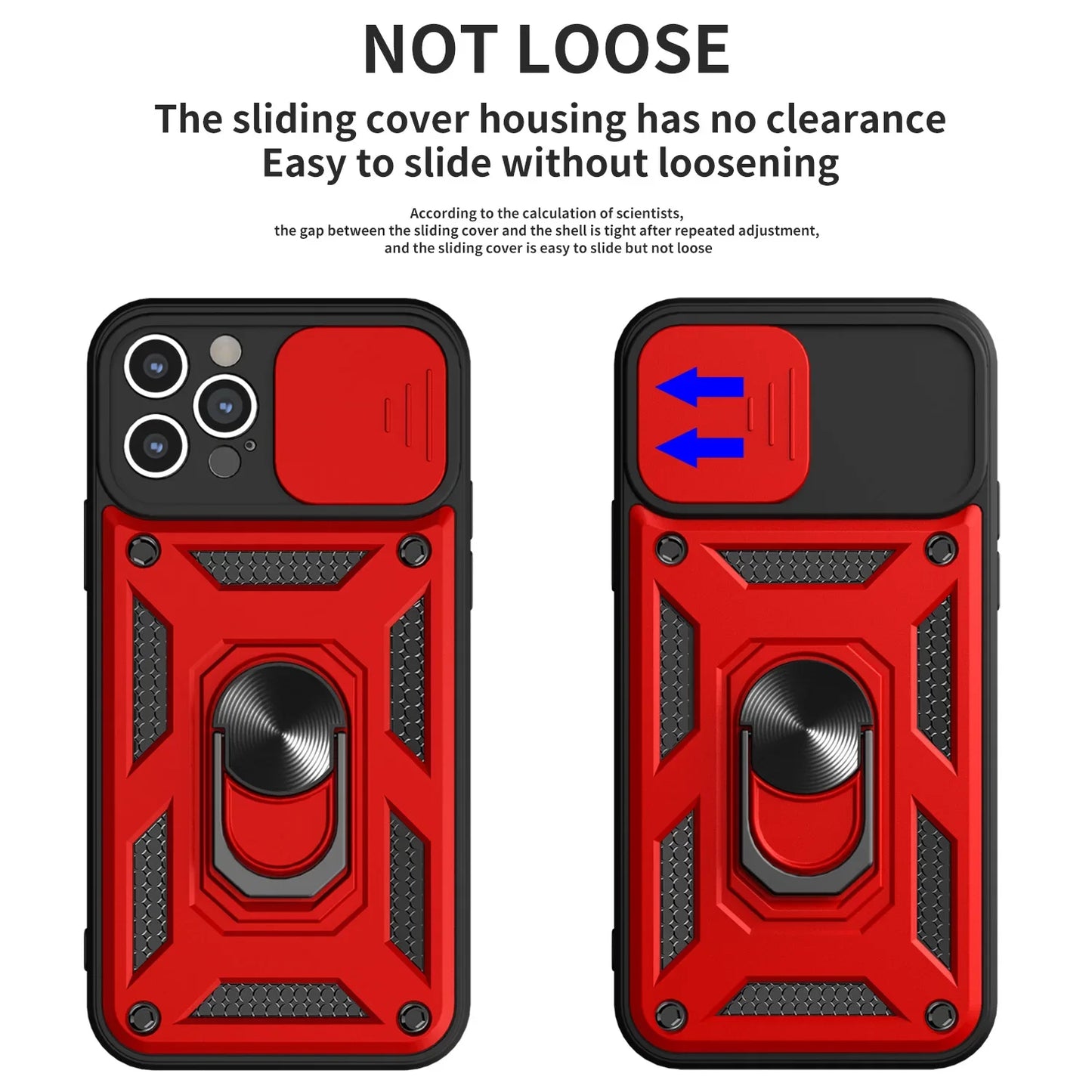 For iPhone 16 15 14 13 12 11 Pro Max Mini XS XR X Plus Military Grade Bumpers Ring Cover Slide Camera Lens Protector Armor Case