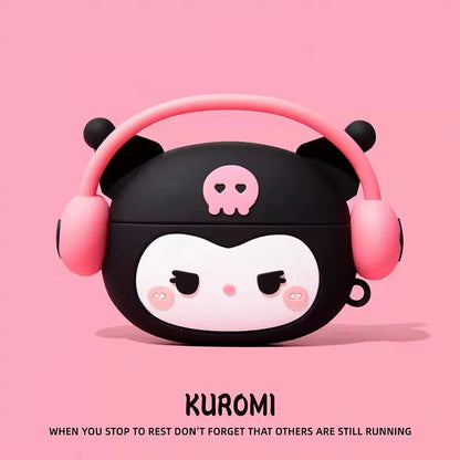 For Airpods 1 2 3 4 Pro Pro 2 Hello Kitty Kuromi Melody Listen To Music Silicone Earphone Case Accessories Cover