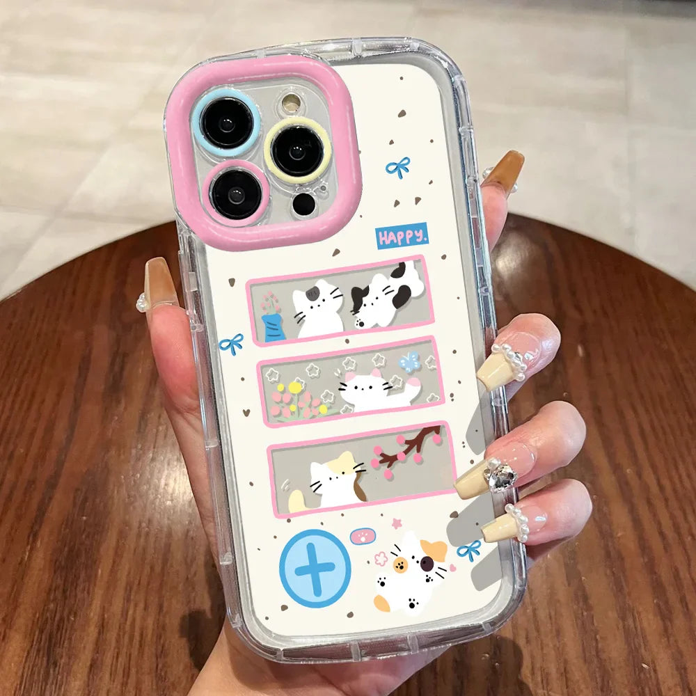 Cut Cat Aninal Phone Case For iPhone 13 Funda iPhone 15 11 16 14 17 Pro Max Air 12 7 8 Plus SE 2020 17promax Silicone Soft Cover