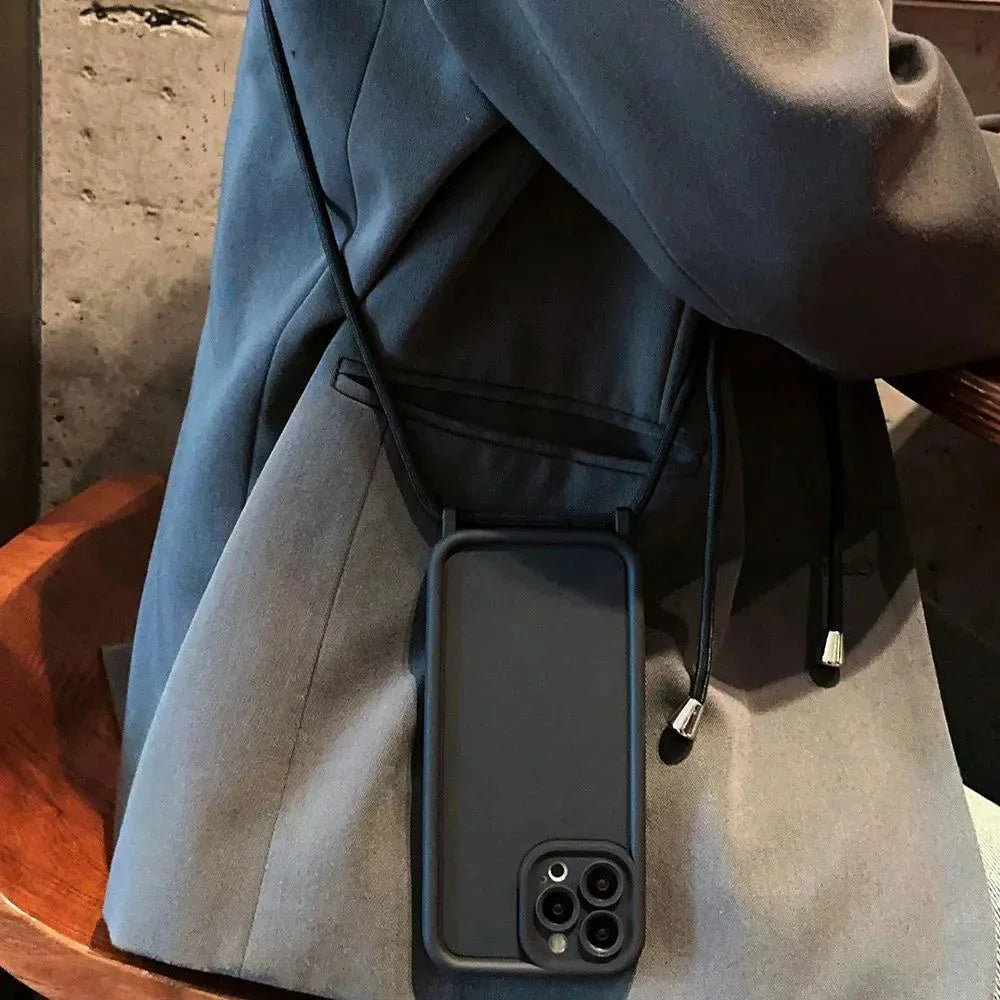 Phone Case For iPhone 14 13 15 16 Pro Max 16E 12 11 X XR XS 7 8 Plus SE 2020 Crossbody Adjustable Lanyard Strap Rope Soft Cover
