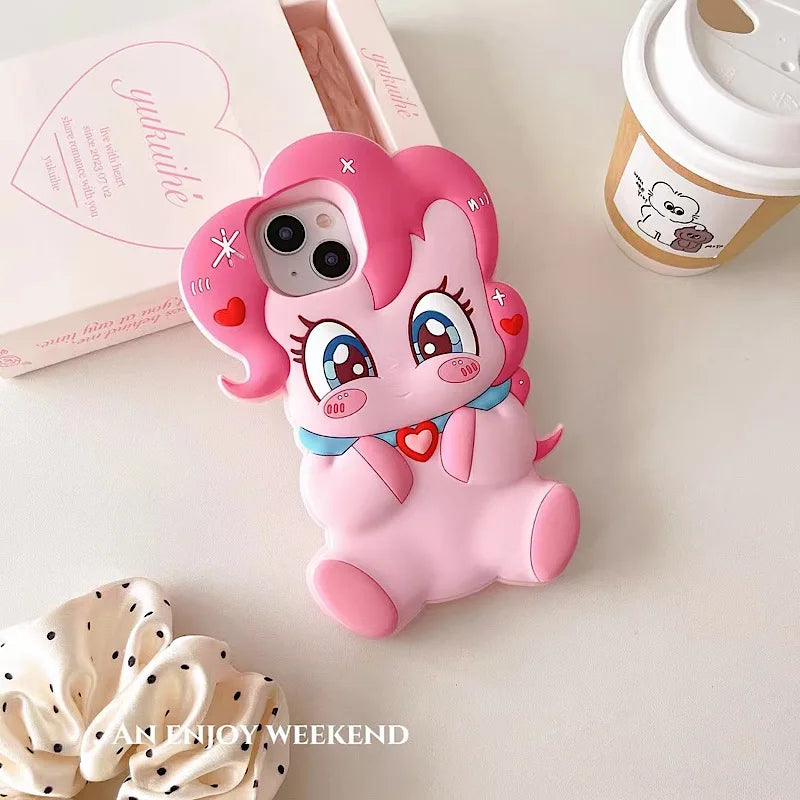 Cartoon 3d Pink Little Mario Suitable For Iphone 13 14 15 16pro Max Phone Back Cover Silicone Protective Cover Soft Shell