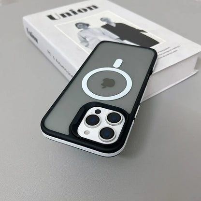 Luxury Magnetic Color Matte Translucent Armor Shockproof Case For iPhone 11 12 13 14 15 16 ProMax Magsafe Wireless Charge Cover