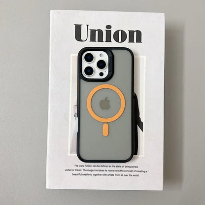 Luxury Magnetic Color Matte Translucent Armor Shockproof Case For iPhone 11 12 13 14 15 16 ProMax Magsafe Wireless Charge Cover