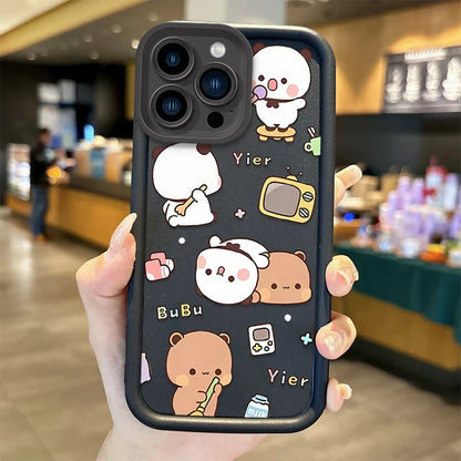 Hot BuBu DuDu Couple Cartoon Phone Case For iPhone 16 Pro Max Case 15 14 13 12 11 Pro XR X XS Max 8 7 Soft Liquid Silicone Cover