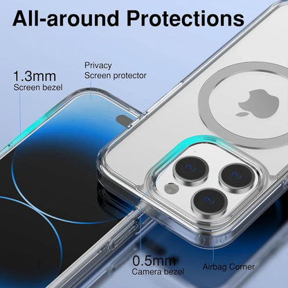 Magnetic Clear Case For APPLE iPhone 16 15 14 13 12 11 Pro Max Plus XS Max XR 7 8 16e Wireless Charging Compatible With Magsafe